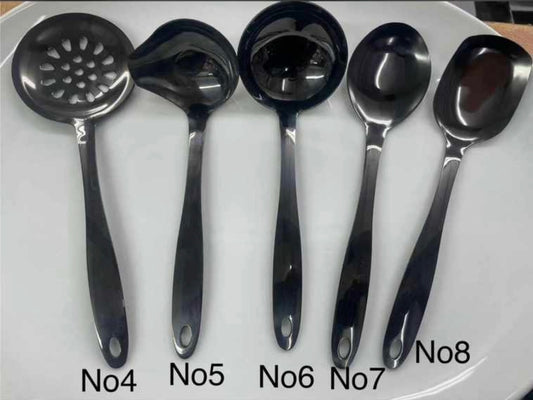 Black serving spoons set