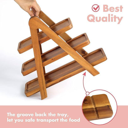 3 tier bamboo serving ladder