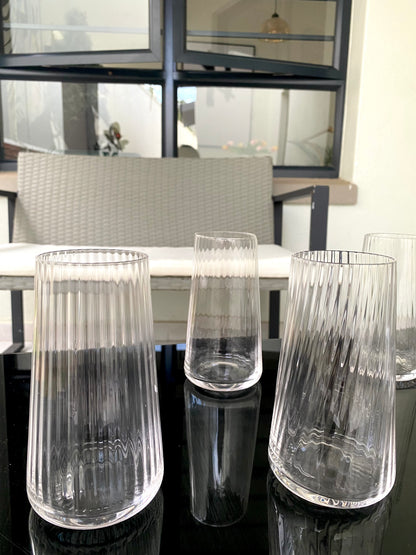 Ribbed decanter and glasses  5 piece set