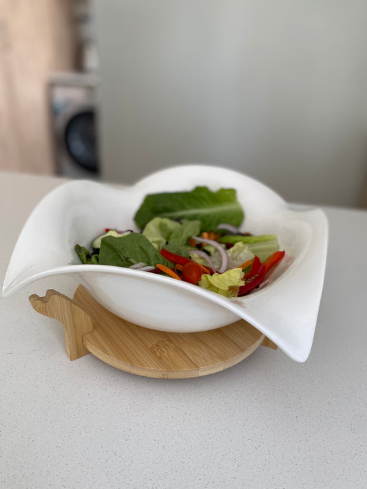 Ceramic salad bowls with bamboo stand 850 for 2