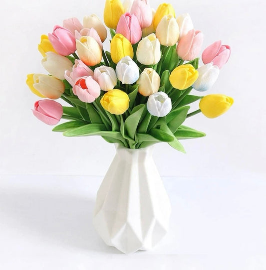 Multicoloured faux tulips set